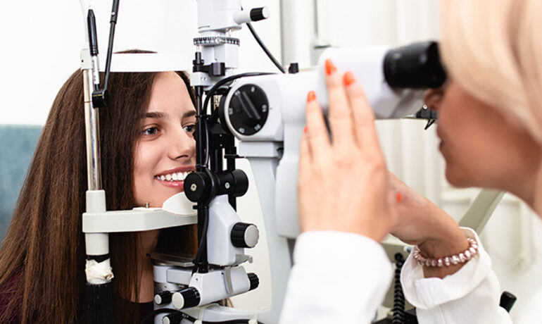 Teenager undergoing a comprehensive eye exam at RSF Optometry