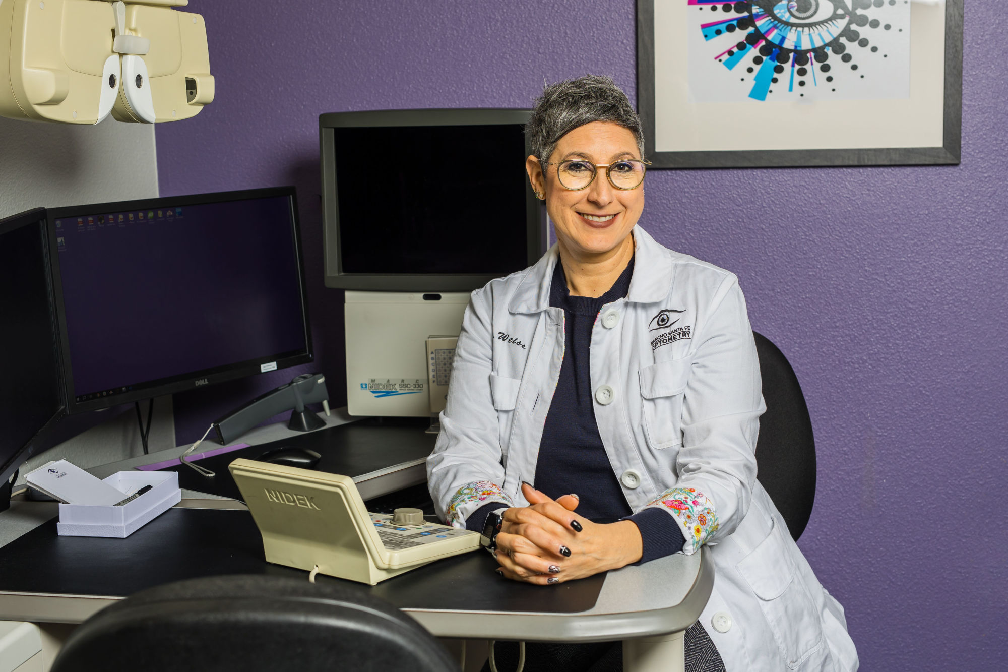 Dr. Lisa Weiss in the Rancho Santa Fe Optometry exam room